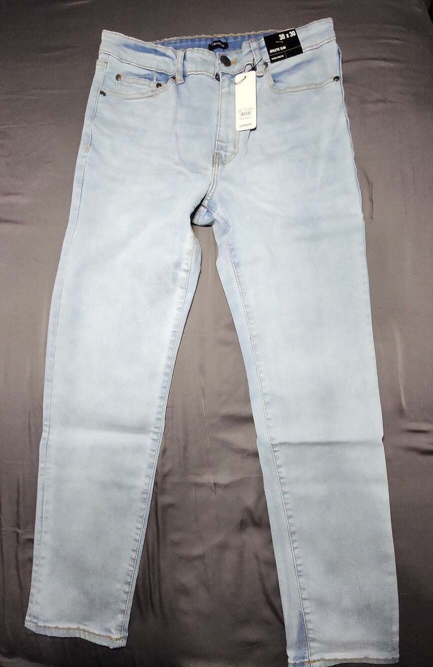 Express Men's Athletic Slim Hyper Stretch Light Wash Jeans